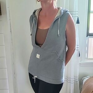 RARE Authentic Chanel Sport Grey Sleeveless Hoodie Size 40